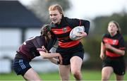 20 October 2021; Amy Lynch of St Mary's Edenderry, Offaly, in action against Mercy Secondary School Kilbeggan, Westmeath, during a Midlands Girls Secondary School Blitz at Tullamore RFC in Tullamore, Offaly. Photo by Piaras Ó Mídheach/Sportsfile