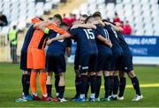 20 October 2021; St Patrick’s Athletic players huddle before the UEFA Youth League first round second leg match between Crvena Zvezda and St Patrick’s Athletic at Cukaricki Stadium in Belgrade, Serbia. Photo by Nikola Krstic/Sportsfile
