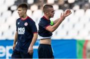 20 October 2021; Adam Murphy of St Patrick's Athletic reacts after a missed opportunity on goal during the UEFA Youth League first round second leg match between Crvena Zvezda and St Patrick’s Athletic at Cukaricki Stadium in Belgrade, Serbia. Photo by Nikola Krstic/Sportsfile