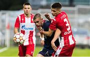 20 October 2021; Adam Murphy of St Patrick's Athletic in action against Viktor Radojevic of Crvena Zvezda during the UEFA Youth League first round second leg match between Crvena Zvezda and St Patrick’s Athletic at Cukaricki Stadium in Belgrade, Serbia. Photo by Nikola Krstic/Sportsfile