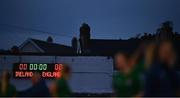 20 October 2021; A view of the scoreboard as Republic of Ireland players warm up before the UEFA Women's U19 Championship Qualifier match between Republic of Ireland and England at Markets Field in Limerick. Photo by Eóin Noonan/Sportsfile