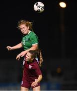 20 October 2021; Muireann Devaney of Republic of Ireland in action against Lucy Parry of England during the UEFA Women's U19 Championship Qualifier match between Republic of Ireland and England at Markets Field in Limerick. Photo by Eóin Noonan/Sportsfile