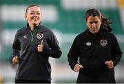 20 October 2021; Katie McCabe and Niamh Fahey during a Republic of Ireland training session at Tallaght Stadium in Dublin. Photo by Stephen McCarthy/Sportsfile