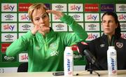 20 October 2021; Manager Vera Pauw and Niamh Fahey speak to media ahead of a Republic of Ireland training session at Tallaght Stadium in Dublin. Photo by Stephen McCarthy/Sportsfile