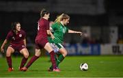 20 October 2021; Ellen Molloy of Republic of Ireland in action against Charlotte Wardlaw of England during the UEFA Women's U19 Championship Qualifier match between Republic of Ireland and England at Markets Field in Limerick. Photo by Eóin Noonan/Sportsfile