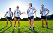 21 October 2021; Dublin players, from left, footballer Brian Howard, camogie player Ali Twomey, ladies footballer Aoife O'Kane and hurler Eoghan O’Donnell are pictured at Parnell Park at the unveiling of the new Dublin GAA 2022 alternate kit. The Dublin GAA jersey is available to purchase from Friday, October 22 from the official retail partner of Dublin GAA, Intersport Elverys. Purchase online at www.elverys.ie and in stores nationwide. The jersey is also available for purchase at www.oneills.com. Photo by Seb Daly/Sportsfile