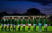 20 October 2021; Republic of Ireland players before the UEFA Women's U19 Championship Qualifier match between Republic of Ireland and England at Markets Field in Limerick. Photo by Eóin Noonan/Sportsfile