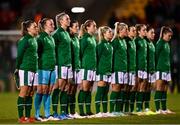 21 October 2021; The Republic of Ireland team before the FIFA Women's World Cup 2023 qualifier group A match between Republic of Ireland and Sweden at Tallaght Stadium in Dublin. Photo by Eóin Noonan/Sportsfile