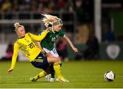 21 October 2021; Hanna Bennison of Sweden in action against Denise O'Sullivan of Republic of Ireland during the FIFA Women's World Cup 2023 qualifier group A match between Republic of Ireland and Sweden at Tallaght Stadium in Dublin. Photo by Stephen McCarthy/Sportsfile