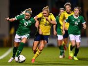 21 October 2021; Denise O'Sullivan of Republic of Ireland in action against Jonna Andersson of Sweden during the FIFA Women's World Cup 2023 qualifier group A match between Republic of Ireland and Sweden at Tallaght Stadium in Dublin. Photo by Eóin Noonan/Sportsfile