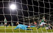 21 October 2021; Louise Quinn of Republic of Ireland deflects the ball into her own net for Sweden's first goal during the FIFA Women's World Cup 2023 qualifier group A match between Republic of Ireland and Sweden at Tallaght Stadium in Dublin. Photo by Stephen McCarthy/Sportsfile