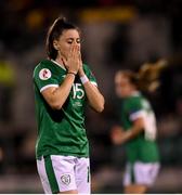 21 October 2021; Lucy Quinn of Republic of Ireland reacts during the FIFA Women's World Cup 2023 qualifier group A match between Republic of Ireland and Sweden at Tallaght Stadium in Dublin. Photo by Stephen McCarthy/Sportsfile