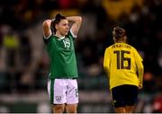 21 October 2021; Lucy Quinn of Republic of Ireland reacts during the FIFA Women's World Cup 2023 qualifier group A match between Republic of Ireland and Sweden at Tallaght Stadium in Dublin. Photo by Stephen McCarthy/Sportsfile