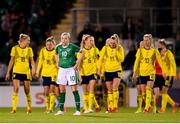 21 October 2021; Denise O'Sullivan of Republic of Ireland reacts as Swedish players celebrate their side's first goal during the FIFA Women's World Cup 2023 qualifier group A match between Republic of Ireland and Sweden at Tallaght Stadium in Dublin. Photo by Stephen McCarthy/Sportsfile