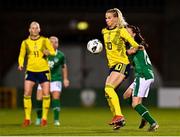 21 October 2021; Sofia Jakobsson of Sweden in action against Áine O'Gorman of Republic of Ireland during the FIFA Women's World Cup 2023 qualifier group A match between Republic of Ireland and Sweden at Tallaght Stadium in Dublin. Photo by Eóin Noonan/Sportsfile