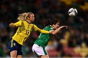 21 October 2021; Niamh Fahey of Republic of Ireland in action against Amanda Ilestedt of Sweden during the FIFA Women's World Cup 2023 qualifier group A match between Republic of Ireland and Sweden at Tallaght Stadium in Dublin. Photo by Eóin Noonan/Sportsfile