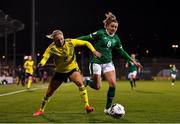21 October 2021; Leanne Kiernan of Republic of Ireland in action against Jonna Andersson of Sweden during the FIFA Women's World Cup 2023 qualifier group A match between Republic of Ireland and Sweden at Tallaght Stadium in Dublin. Photo by Stephen McCarthy/Sportsfile
