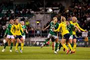 21 October 2021; Denise O'Sullivan of Republic of Ireland in action against Jonna Andersson of Sweden during the FIFA Women's World Cup 2023 qualifier group A match between Republic of Ireland and Sweden at Tallaght Stadium in Dublin. Photo by Stephen McCarthy/Sportsfile