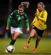 21 October 2021; Leanne Kiernan of Republic of Ireland in action against Jonna Andersson of Sweden during the FIFA Women's World Cup 2023 qualifier group A match between Republic of Ireland and Sweden at Tallaght Stadium in Dublin. Photo by Stephen McCarthy/Sportsfile