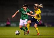 21 October 2021; Áine O'Gorman of Republic of Ireland in action against Olivia Schough of Sweden during the FIFA Women's World Cup 2023 qualifier group A match between Republic of Ireland and Sweden at Tallaght Stadium in Dublin. Photo by Stephen McCarthy/Sportsfile