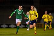 21 October 2021; Saoirse Noonan of Republic of Ireland and Amanda Ilestedt of Sweden during the FIFA Women's World Cup 2023 qualifier group A match between Republic of Ireland and Sweden at Tallaght Stadium in Dublin. Photo by Eóin Noonan/Sportsfile