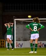 21 October 2021; Megan Connolly of Republic of Ireland reacts during the FIFA Women's World Cup 2023 qualifier group A match between Republic of Ireland and Sweden at Tallaght Stadium in Dublin. Photo by Eóin Noonan/Sportsfile