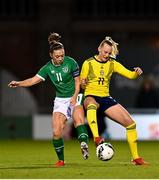 21 October 2021; Stina Blackstenius of Sweden in action against Katie McCabe of Republic of Ireland during the FIFA Women's World Cup 2023 qualifier group A match between Republic of Ireland and Sweden at Tallaght Stadium in Dublin. Photo by Eóin Noonan/Sportsfile