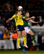 21 October 2021; Magdalena Eriksson of Sweden in action against Louise Quinn of Republic of Ireland during the FIFA Women's World Cup 2023 qualifier group A match between Republic of Ireland and Sweden at Tallaght Stadium in Dublin. Photo by Eóin Noonan/Sportsfile