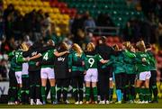 21 October 2021; Republic of Ireland players huddle after the FIFA Women's World Cup 2023 qualifier group A match between Republic of Ireland and Sweden at Tallaght Stadium in Dublin. Photo by Eóin Noonan/Sportsfile