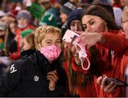 21 October 2021; Republic of Ireland manager Vera Pauw with supporters after the FIFA Women's World Cup 2023 qualifier group A match between Republic of Ireland and Sweden at Tallaght Stadium in Dublin. Photo by Stephen McCarthy/Sportsfile