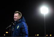 21 October 2021; Sweden head coach Peter Gerhardsson speaks to SVT after the FIFA Women's World Cup 2023 qualifier group A match between Republic of Ireland and Sweden at Tallaght Stadium in Dublin. Photo by Stephen McCarthy/Sportsfile