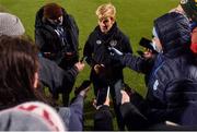 21 October 2021; Republic of Ireland manager Vera Pauw speaks to members of the media after the FIFA Women's World Cup 2023 qualifier group A match between Republic of Ireland and Sweden at Tallaght Stadium in Dublin. Photo by Eóin Noonan/Sportsfile