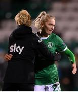 21 October 2021; Saoirse Noonan of Republic of Ireland and manager Vera Pauw after the FIFA Women's World Cup 2023 qualifier group A match between Republic of Ireland and Sweden at Tallaght Stadium in Dublin. Photo by Stephen McCarthy/Sportsfile