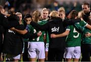 21 October 2021; Saoirse Noonan of Republic of Ireland and team-mates huddle after the FIFA Women's World Cup 2023 qualifier group A match between Republic of Ireland and Sweden at Tallaght Stadium in Dublin. Photo by Stephen McCarthy/Sportsfile