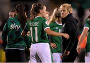 21 October 2021; Republic of Ireland manager Vera Pauw and captain Katie McCabe following the FIFA Women's World Cup 2023 qualifier group A match between Republic of Ireland and Sweden at Tallaght Stadium in Dublin. Photo by Stephen McCarthy/Sportsfile