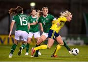 21 October 2021; Stina Blackstenius of Sweden in action against Megan Connolly of Republic of Ireland during the FIFA Women's World Cup 2023 qualifier group A match between Republic of Ireland and Sweden at Tallaght Stadium in Dublin. Photo by Stephen McCarthy/Sportsfile