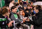 21 October 2021; Lucy Quinn of Republic of Ireland with supporters following the FIFA Women's World Cup 2023 qualifier group A match between Republic of Ireland and Sweden at Tallaght Stadium in Dublin. Photo by Stephen McCarthy/Sportsfile