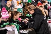 21 October 2021; Megan Connolly of Republic of Ireland with supporters following the FIFA Women's World Cup 2023 qualifier group A match between Republic of Ireland and Sweden at Tallaght Stadium in Dublin. Photo by Stephen McCarthy/Sportsfile