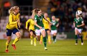 21 October 2021; Heather Payne of Republic of Ireland in action against Amanda Ilestedt of Sweden during the FIFA Women's World Cup 2023 qualifier group A match between Republic of Ireland and Sweden at Tallaght Stadium in Dublin. Photo by Stephen McCarthy/Sportsfile