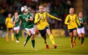 21 October 2021; Amanda Ilestedt of Sweden in action against Heather Payne of Republic of Ireland during the FIFA Women's World Cup 2023 qualifier group A match between Republic of Ireland and Sweden at Tallaght Stadium in Dublin. Photo by Stephen McCarthy/Sportsfile