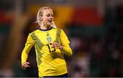 21 October 2021; Amanda Ilestedt of Sweden during the FIFA Women's World Cup 2023 qualifier group A match between Republic of Ireland and Sweden at Tallaght Stadium in Dublin. Photo by Stephen McCarthy/Sportsfile