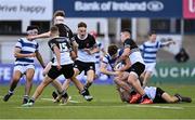 22 October 2021; Niall Smyth of Blackrock College is tackled by Billy Bohan of Newbridge College during the Bank of Ireland Leinster Schools Junior Cup Final match between Blackrock College and Newbridge College at Energia Park in Dublin. Photo by Piaras Ó Mídheach/Sportsfile