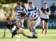 22 October 2021; Cian Dennehy of Blackrock College in action against Dara Cosgrave of Newbridge College during the Bank of Ireland Leinster Schools Junior Cup Final match between Blackrock College and Newbridge College at Energia Park in Dublin. Photo by Piaras Ó Mídheach/Sportsfile