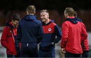 22 October 2021; Ian Bermingham of St Patrick's Athletic, centre, with team-mates before the Extra.ie FAI Cup semi-final match between St Patrick's Athletic and Dundalk at Richmond Park in Dublin. Photo by Seb Daly/Sportsfile