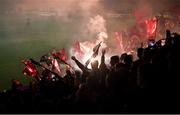 22 October 2021; St Patrick's Athletic supporters before the Extra.ie FAI Cup semi-final match between St Patrick's Athletic and Dundalk at Richmond Park in Dublin. Photo by Seb Daly/Sportsfile