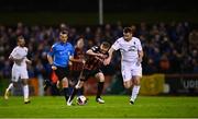 22 October 2021; Ross Tierney of Bohemians is tackled by Eddie Nolan of Waterford during the Extra.ie FAI Cup Semi-Final match between Bohemians and Waterford at Dalymount Park in Dublin. Photo by Eóin Noonan/Sportsfile