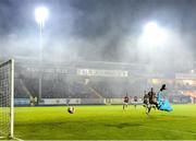 22 October 2021; Dundalk goalkeeper Peter Cherrie makes a save during the Extra.ie FAI Cup Semi-Final match between St Patrick's Athletic and Dundalk at Richmond Park in Dublin. Photo by Ben McShane/Sportsfile