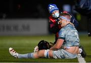 22 October 2021; Dan Leavy of Leinster receives medical attention from Leinster head physiotherapist Garreth Farrell during the United Rugby Championship match between Glasgow Warriors and Leinster at Scotstoun Stadium in Glasgow, Scotland. Photo by Harry Murphy/Sportsfile