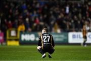 22 October 2021; Daniel Kelly of Dundalk reacts after St Patrick's Athletic score their third goal, scored by Darragh Burns, during the Extra.ie FAI Cup Semi-Final match between St Patrick's Athletic and Dundalk at Richmond Park in Dublin. Photo by Ben McShane/Sportsfile