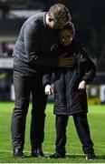 22 October 2021; Dundalk head coach Vinny Perth is greeted by a young supporter after his side's defeat in the Extra.ie FAI Cup Semi-Final match between St Patrick's Athletic and Dundalk at Richmond Park in Dublin. Photo by Ben McShane/Sportsfile